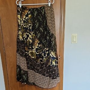 Cato Black and Gold Patchwork Maxi Skirt